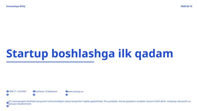 Startap boshlashga ilk qadam 1