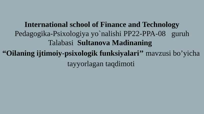 oilaning ijtimoiy-psixologik funksiyalari 1