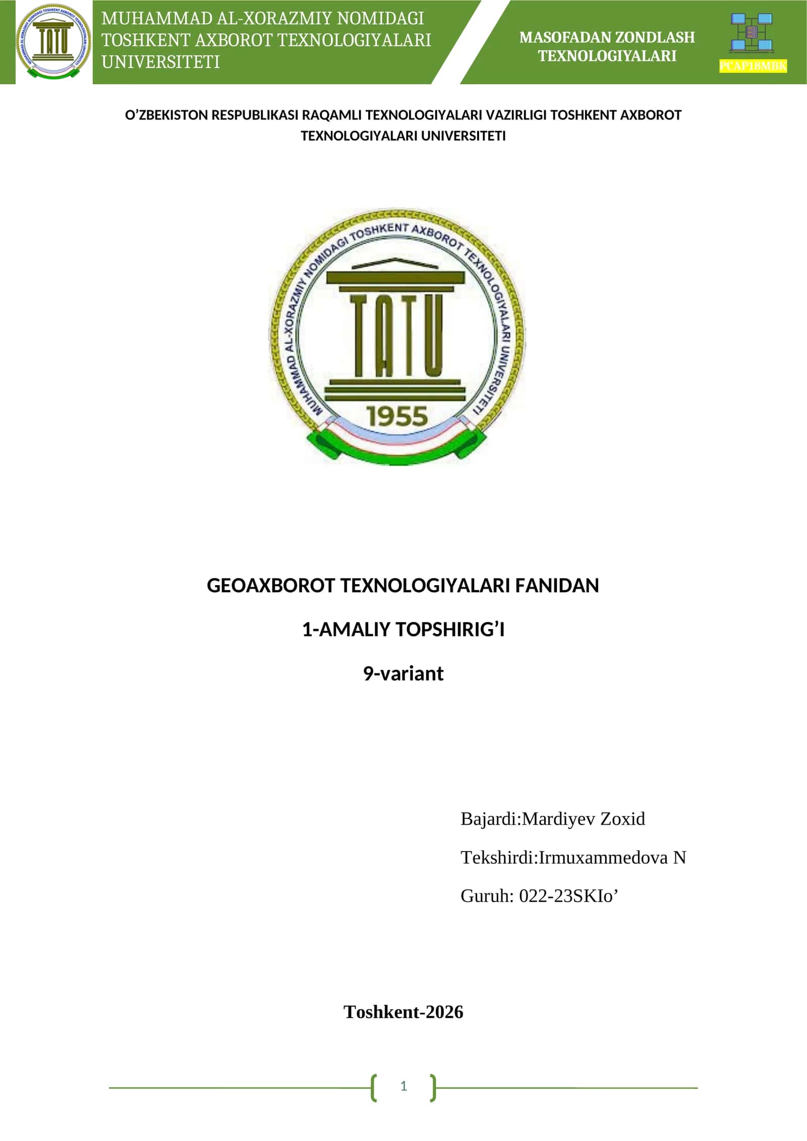 MASOFADAN ZONDLASH TEXNOLOGIYALARI 1