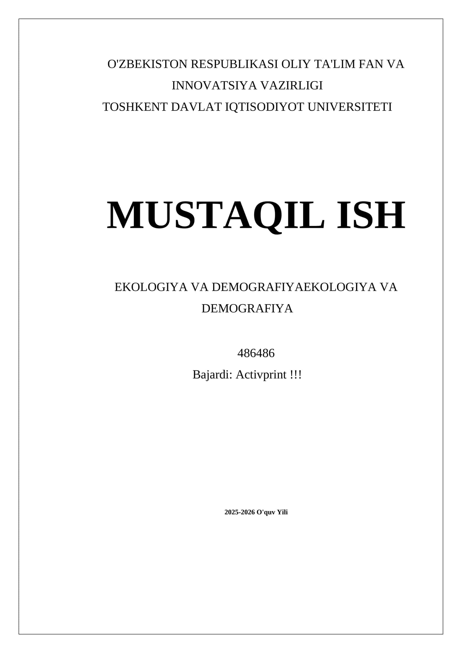 EKOLOGIYA VA DEMOGRAFIYA 1