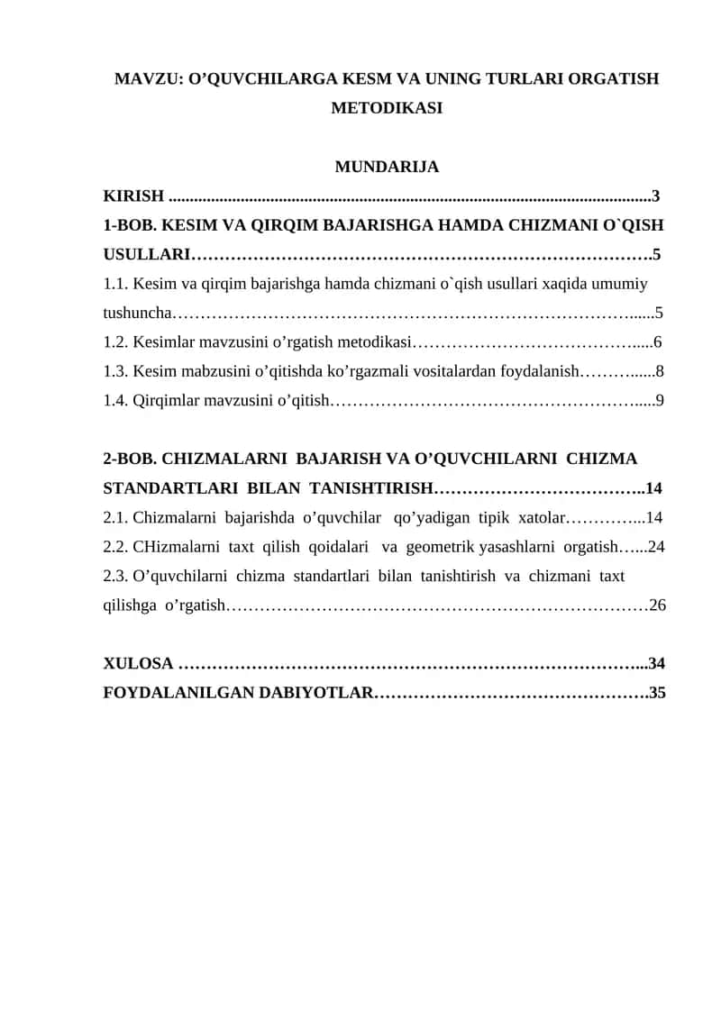 O’QUVCHILARGA KESM VA UNING TURLARI ORGATISH METODIKASI 1