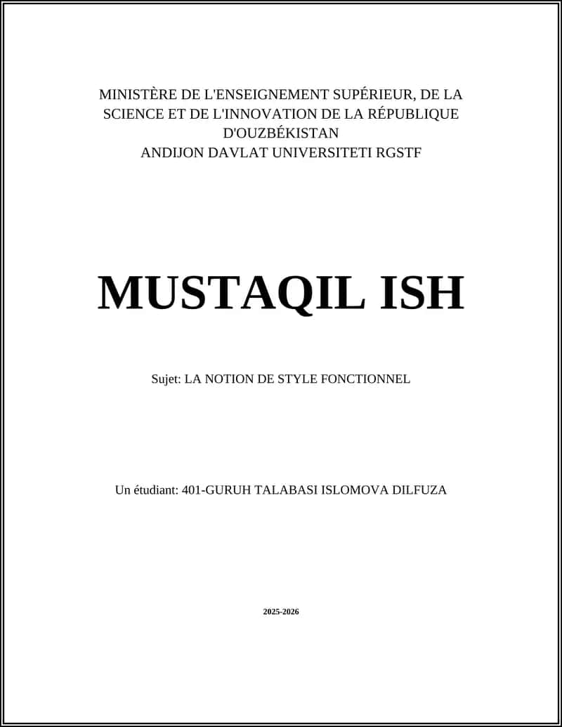 LA NOTION DE STYLE FONCTIONNEL 1