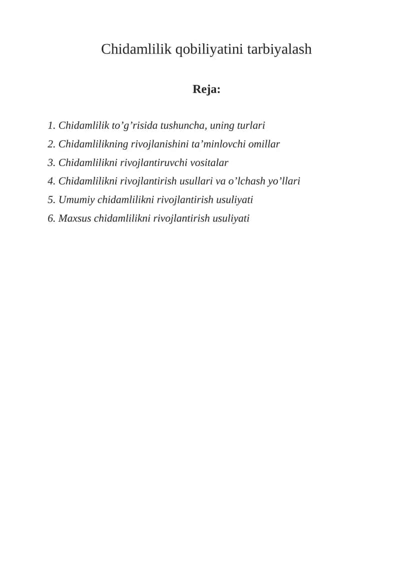 Chidamlilik qobiliyatini tarbiyalash 1