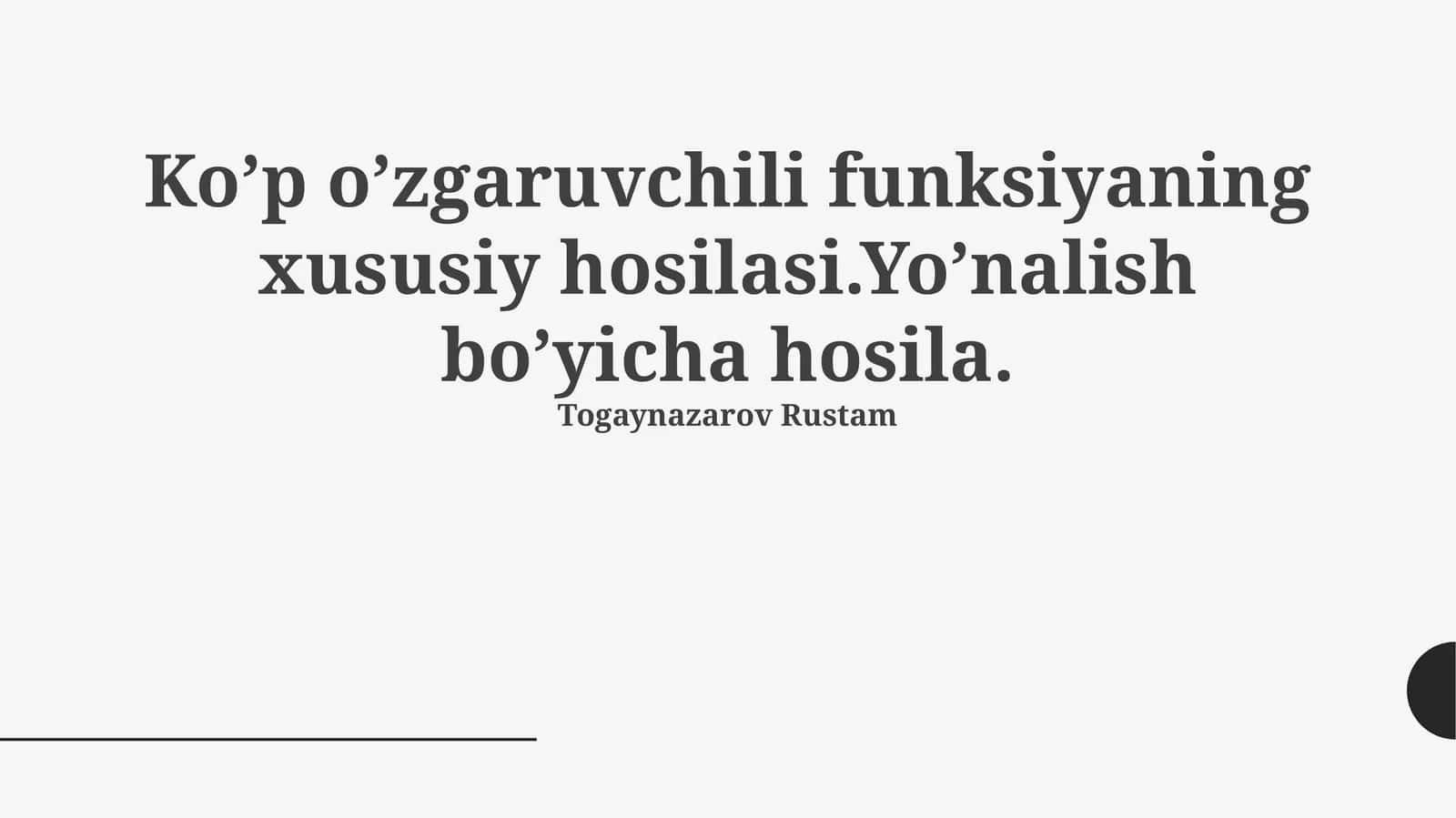 Ko’p o’zgaruvchili funksiyaning qisman hosilasi 1