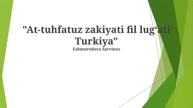 At-tuhfatuz zakiyati fil lugʻati Turkiya 1