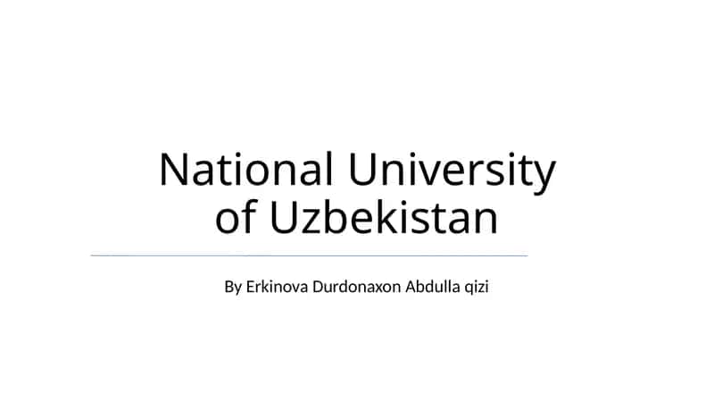 National University of Uzbekistan 1