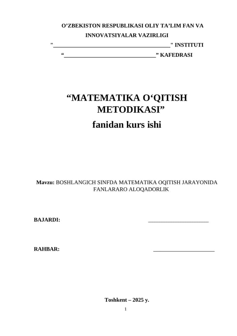 BOSHLANGICH SINFDA MATEMATIKA OQITISH JARAYONIDA 1