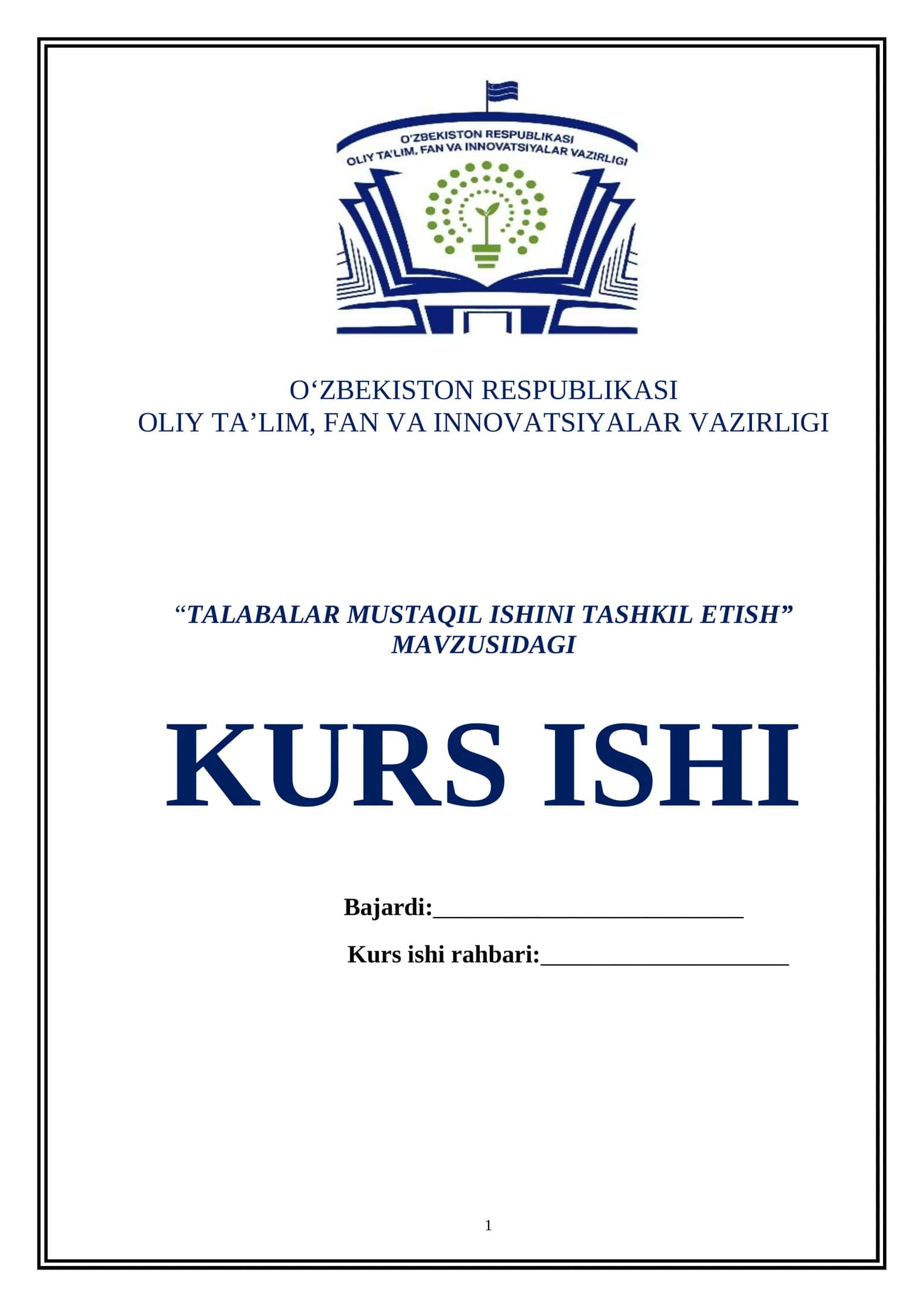 TALABALAR MUSTAQIL ISHINI TASHKIL ETISH 1