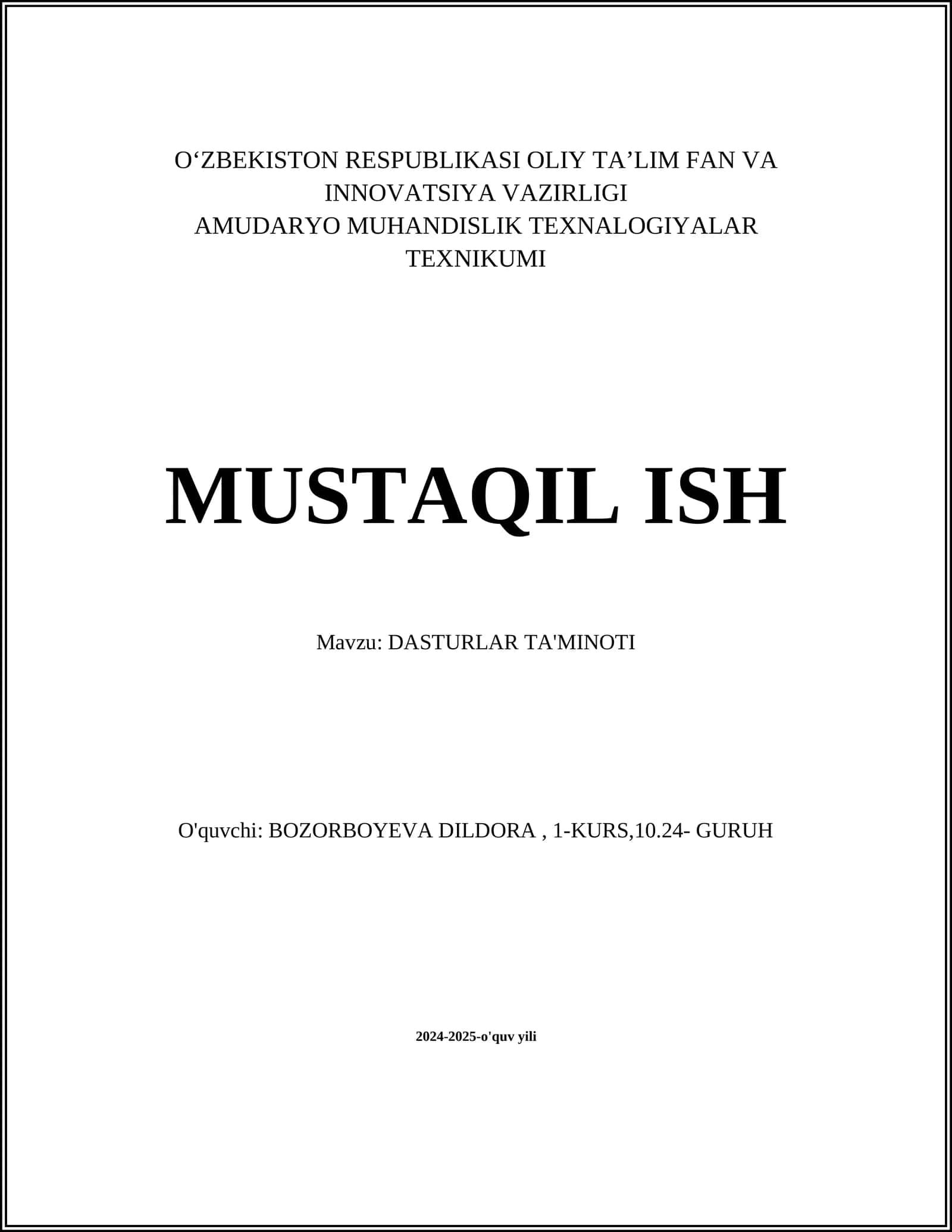 Dasturlar ta'minoti 1