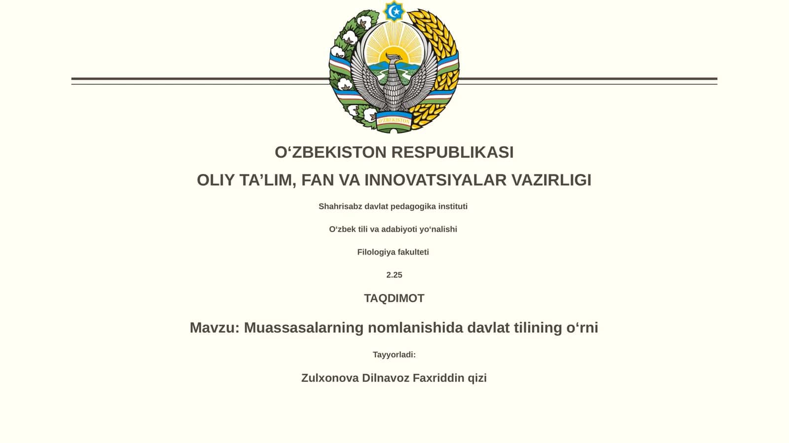 Muassasalarning nomlanishida davlat tilining oʻrni 1