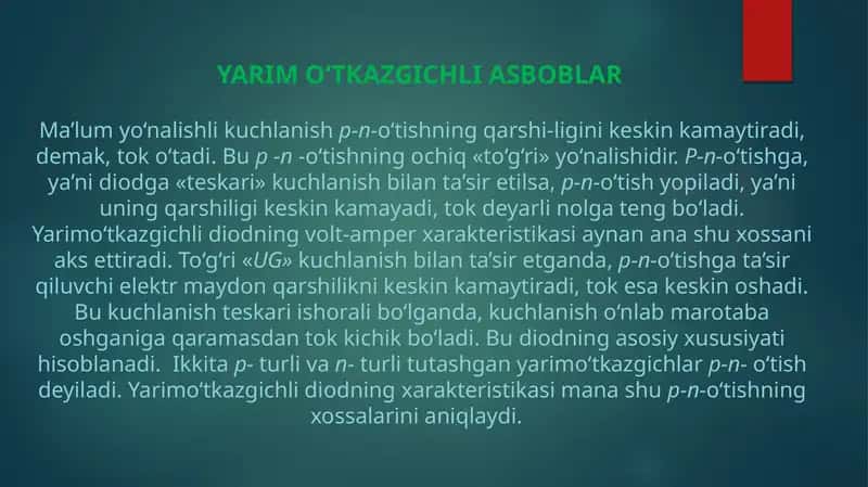 YARIM O'TKAZGICHLI ASBOBLAR 1