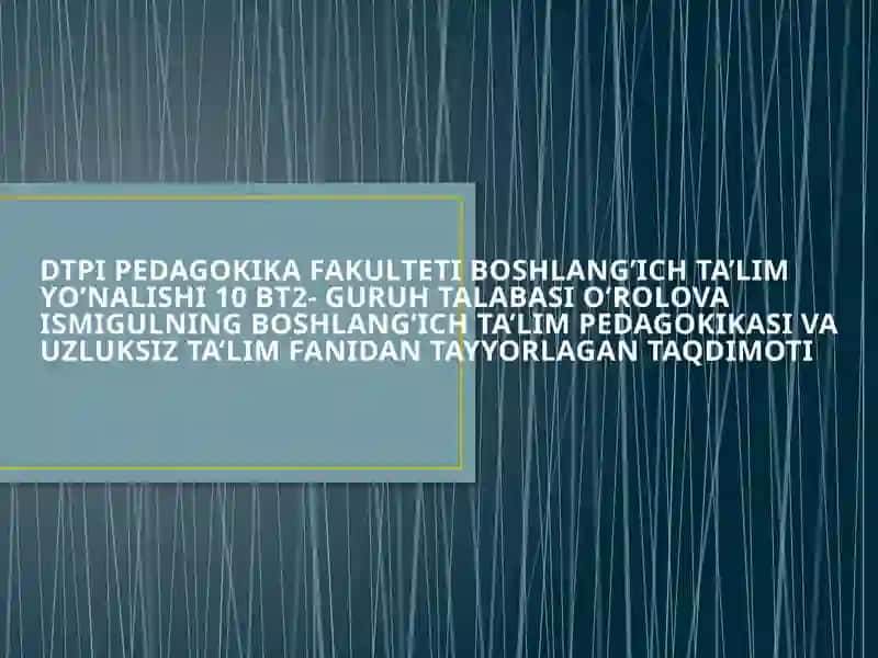 Boshlang’ich Ta’lim Pedagogikasi