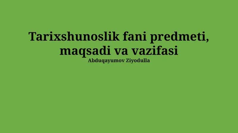 Tarixni o'qitish metodologiyasi 1