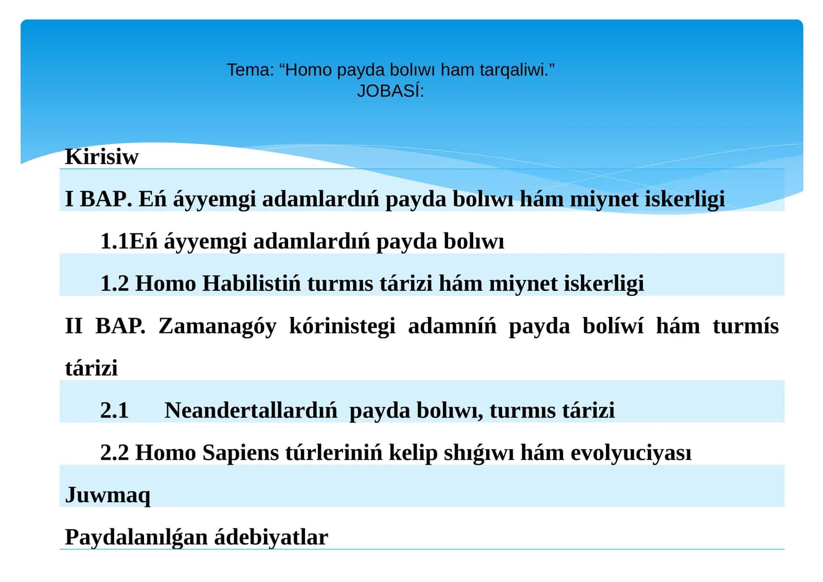 Homo payda bolíwı hám tarqaliwi 1