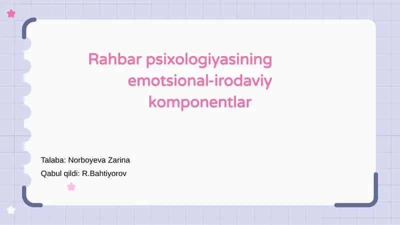 Rahbar psixologiyasining emotsional-irodaviy komponentlar 1