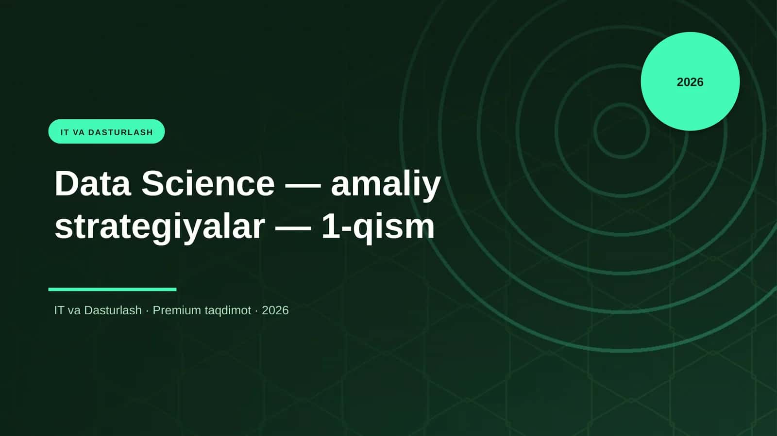 Data Science — amaliy strategiyalar — 1-qism 1