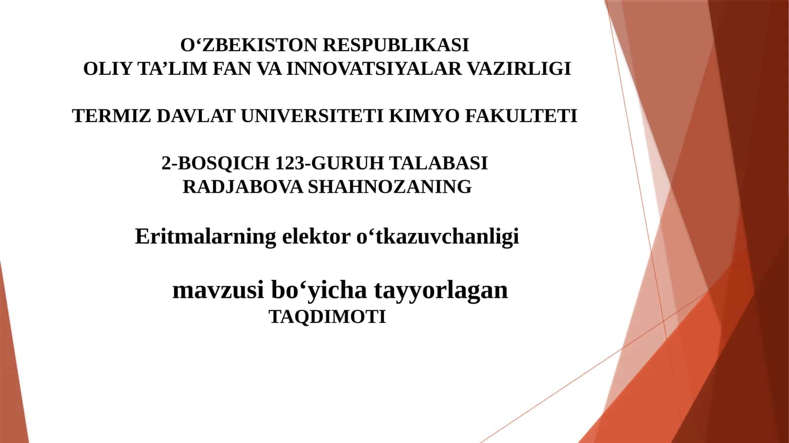 Eritmalarning elektro o‘tkazuvchanligi 1