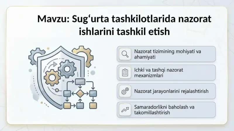 Sugʻurta tashkilotlarida nazorat ishlarini tashkil etish 1