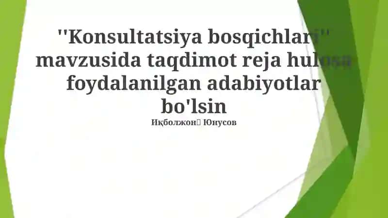 Konsultatsiya bosqichlari