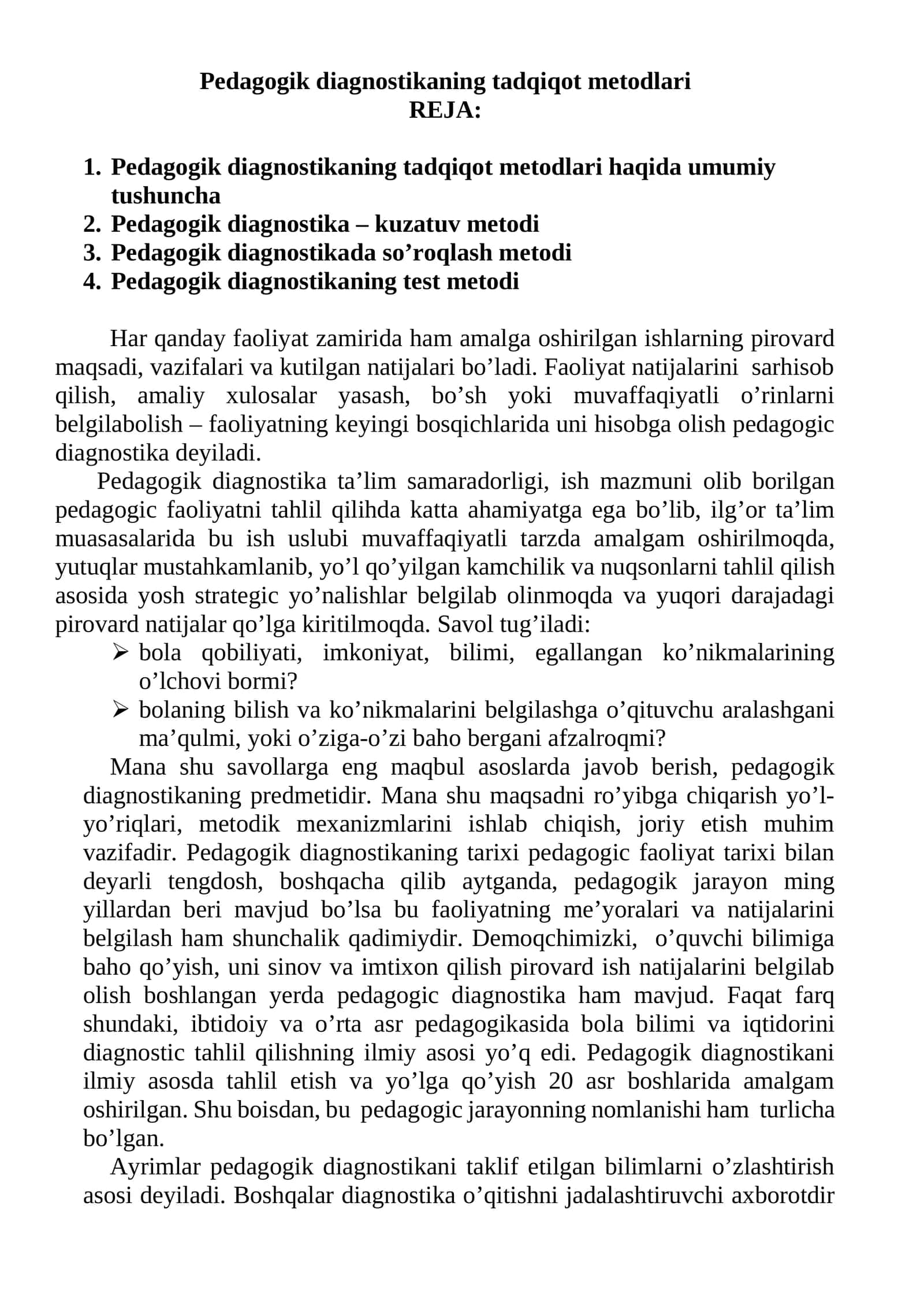 Pedagogik diagnostikaning tadqiqot metodlari 1