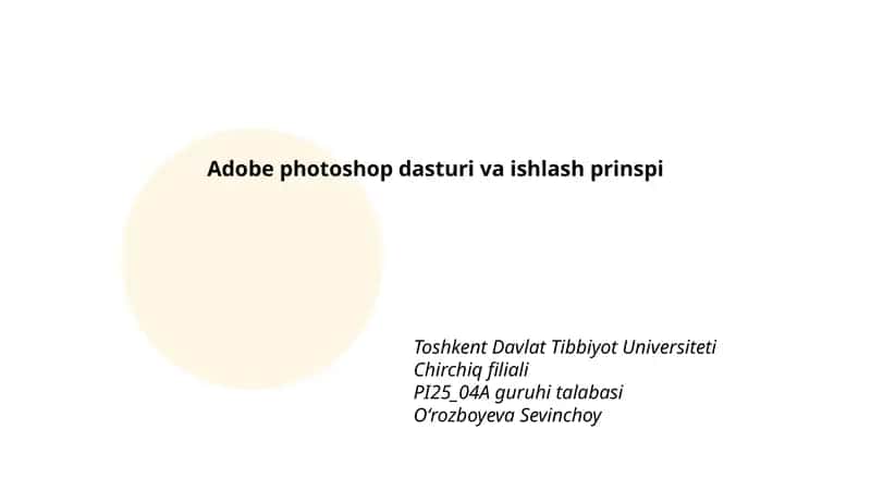 Adobe photoshop dasturi va ishlash prinspi 1