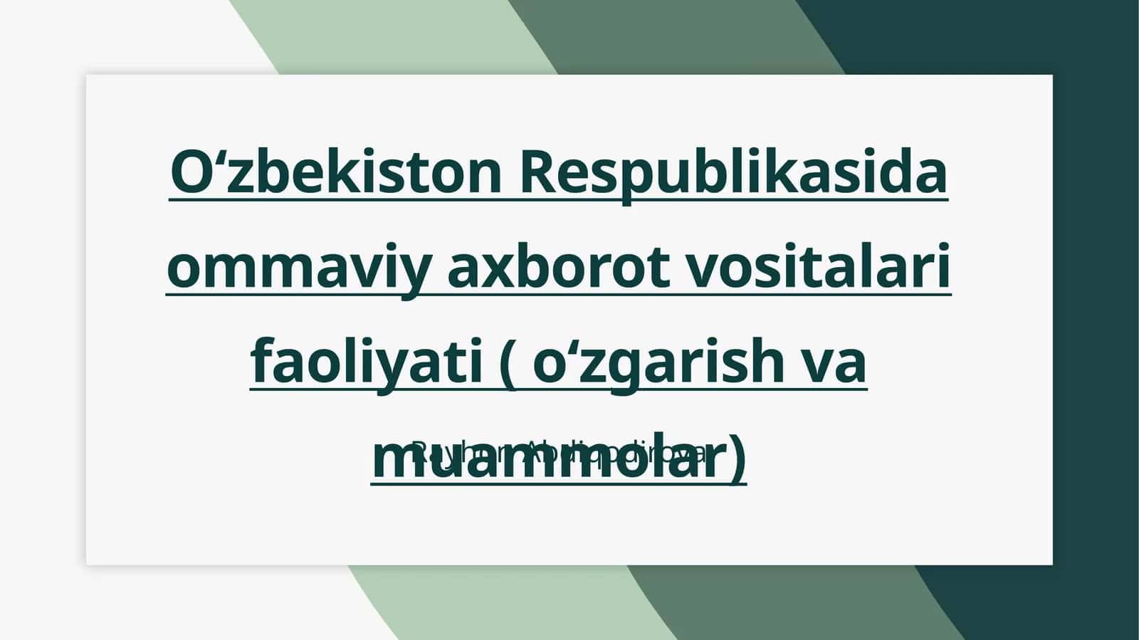O'zbekiston OAV Rivojlanish Bosqichlari va Hozirgi Holati 1