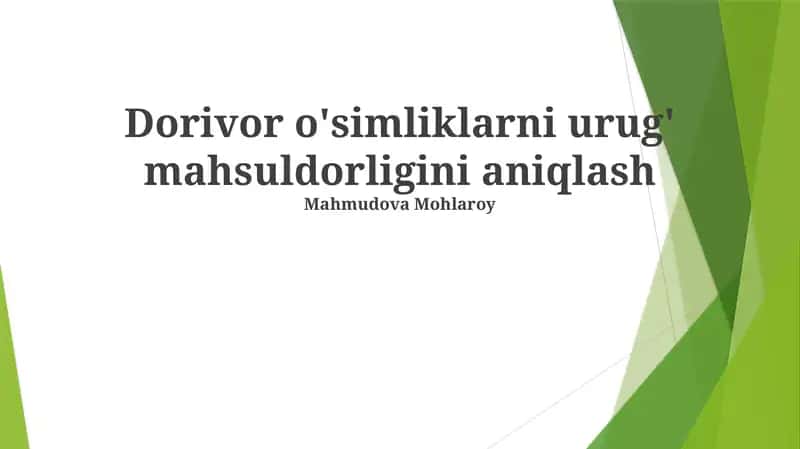 Urug' hosildorligi tahlili 1
