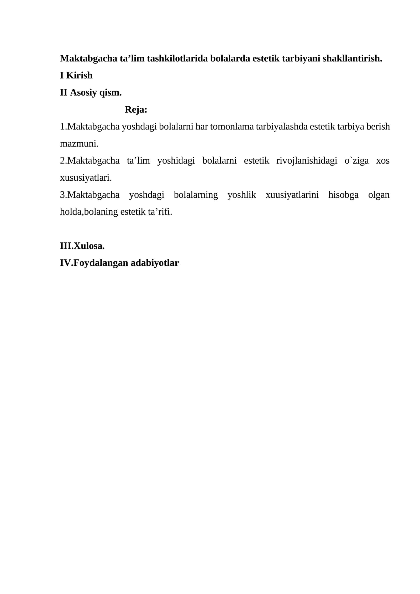 Maktabgacha ta’limda estetik tarbiya 1