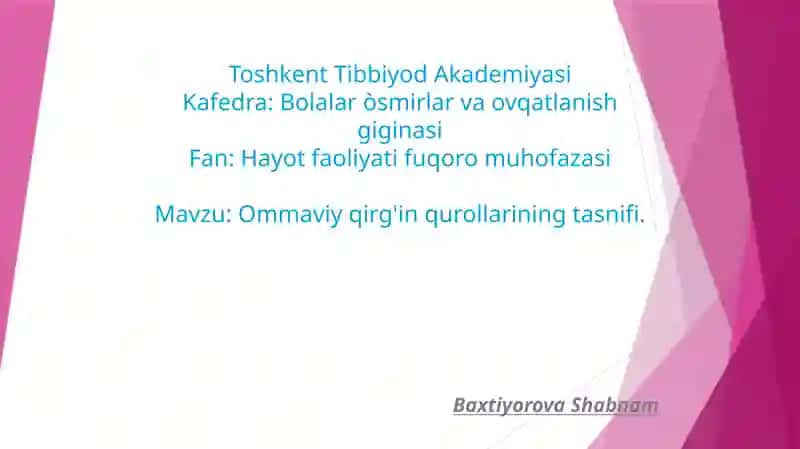 TIBBIY MUASSASALARNI KO’CHIRISH