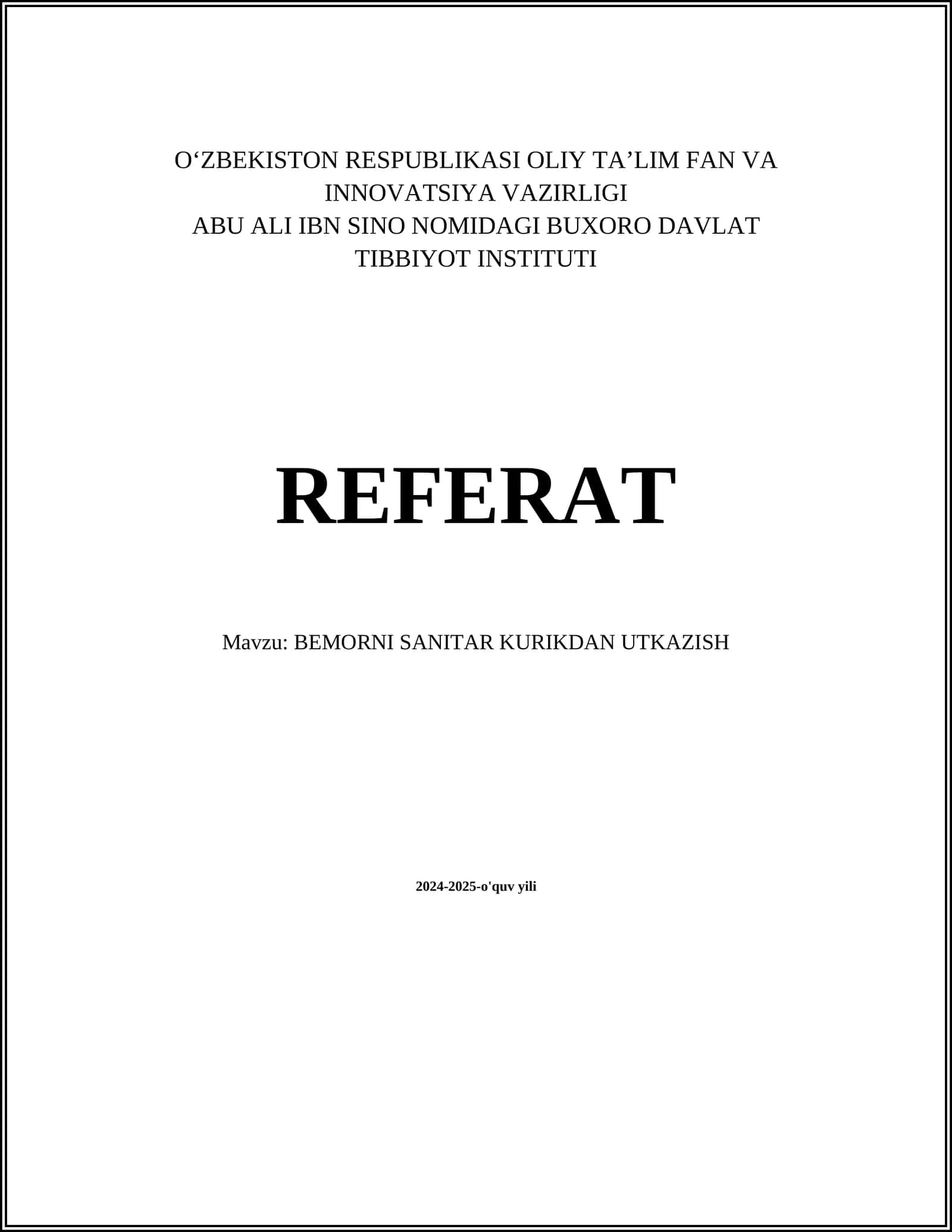 Bemorni sanitar kurikdan utkazish 1