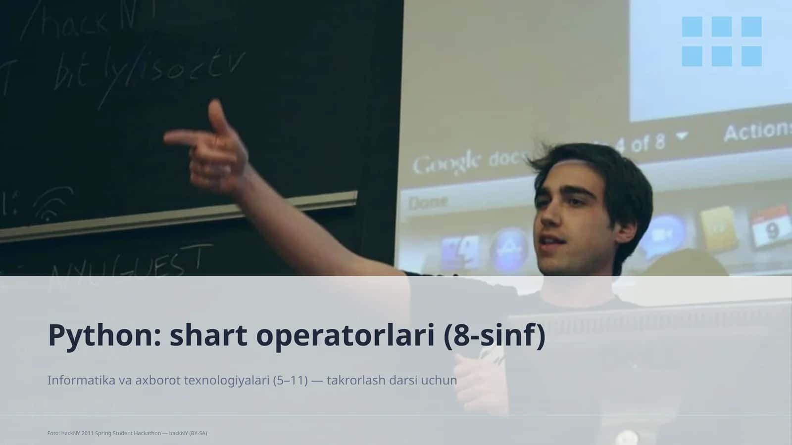 Python: shart operatorlari (8-sinf) 1