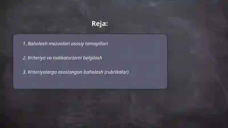 Oʻquvchilarni baholash mezonlari 2