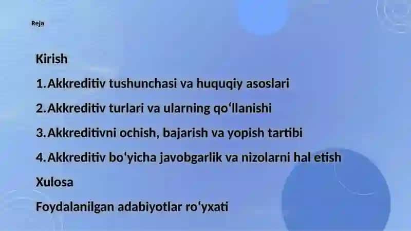 Akkreditiv bo‘yicha hisob-kitoblar 2