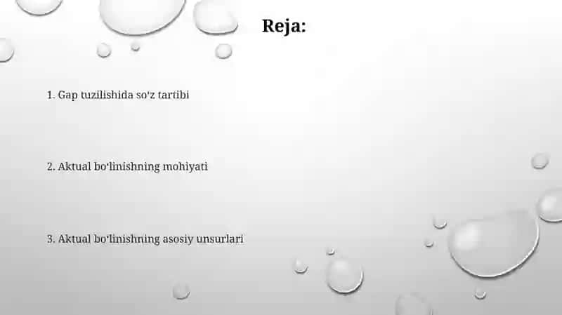Gapda so‘zlar tartibi. Aktual bo‘linish 2