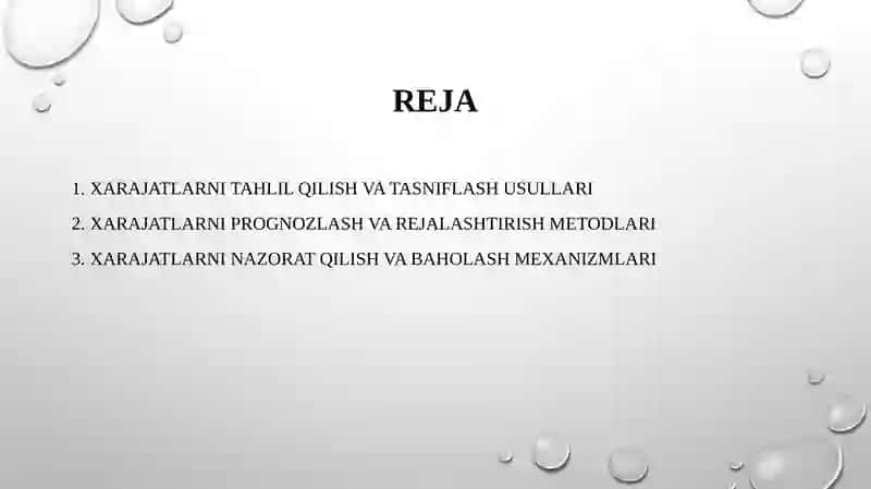 Xarajatlarni tahlil qilish va tasniflash usullari 2