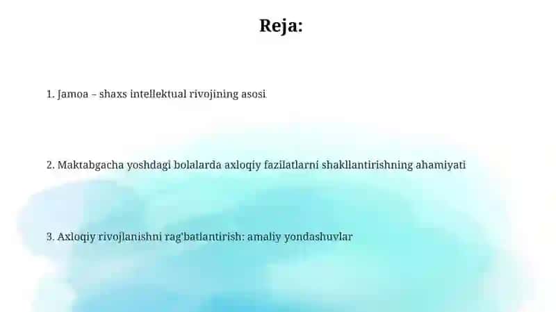 Jamoa – Shaxs Aqliy Komolotining Asosi 2