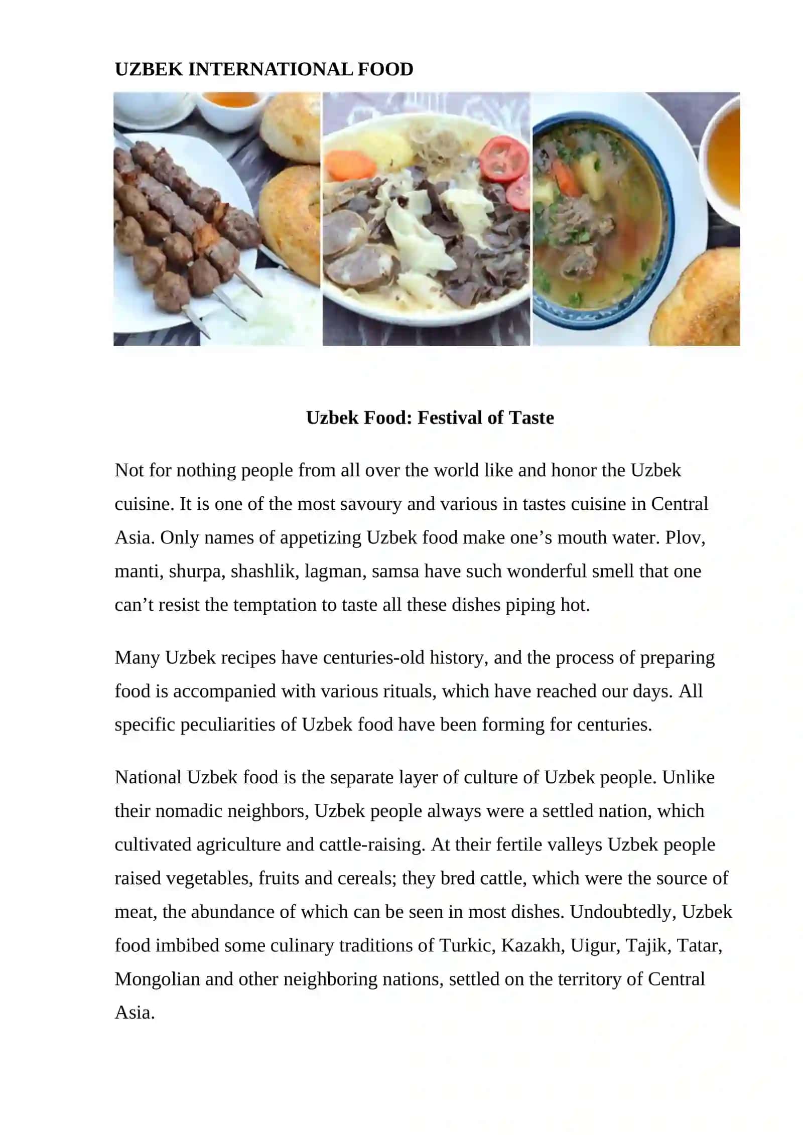 Uzbek Food: Festival of Taste 2