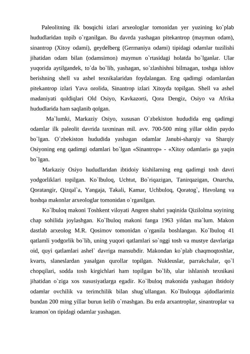 Paleolit davri arxeologiyasi 2