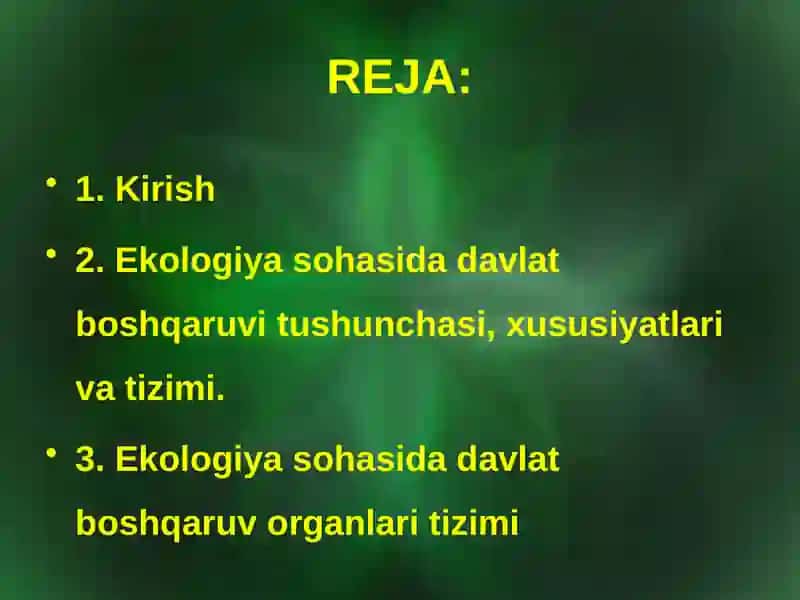Ekologiya sohasida davlat boshqaruvi 2