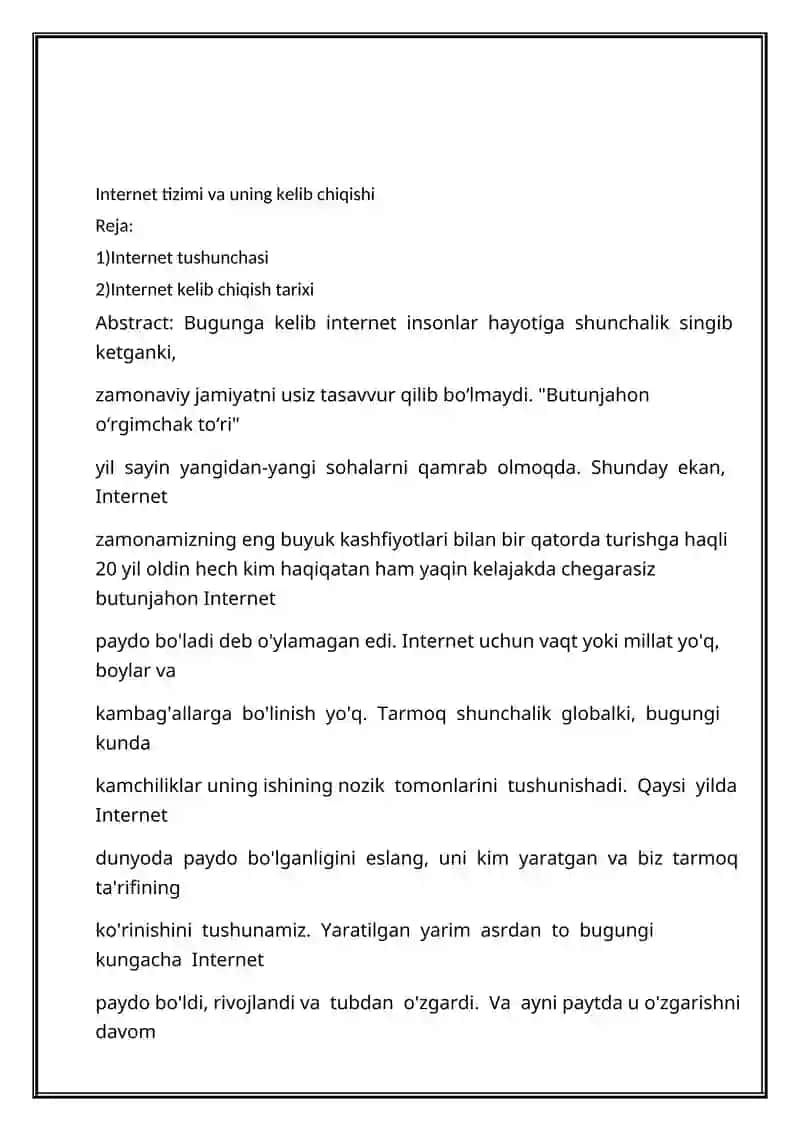 Internet tizimi va uning kelib chiqishi 2