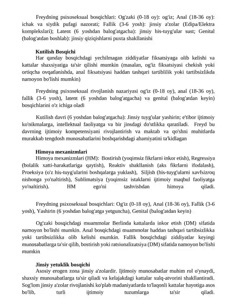 Psixoseksual rivojlanishga kirish 2