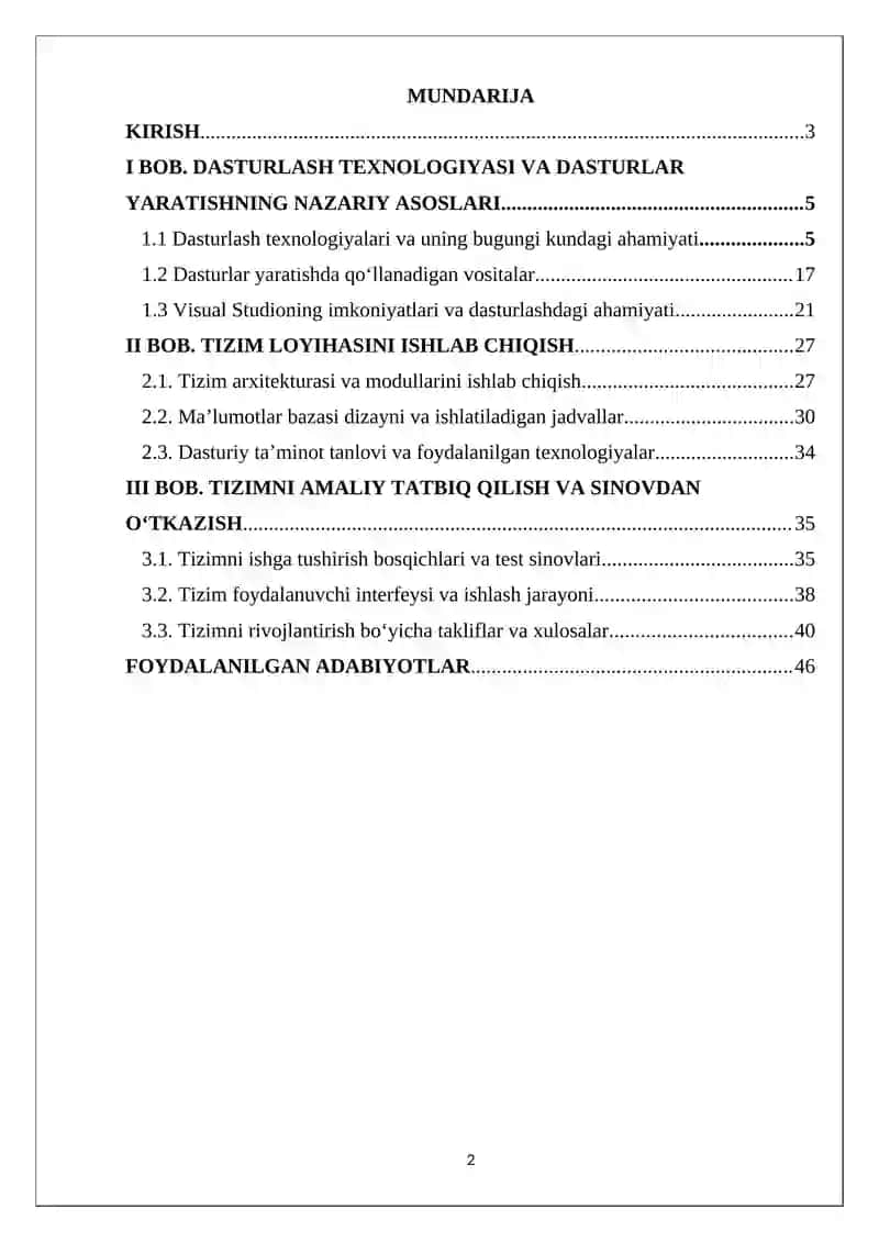 Ko‘ngilochar markaz uchun mijozlar ro‘yhati 2