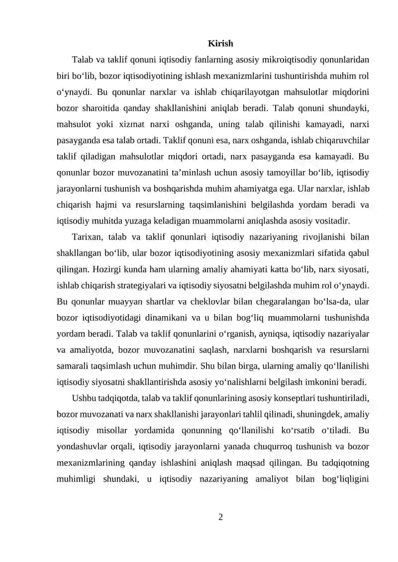 Talab va taklif qonuni 2