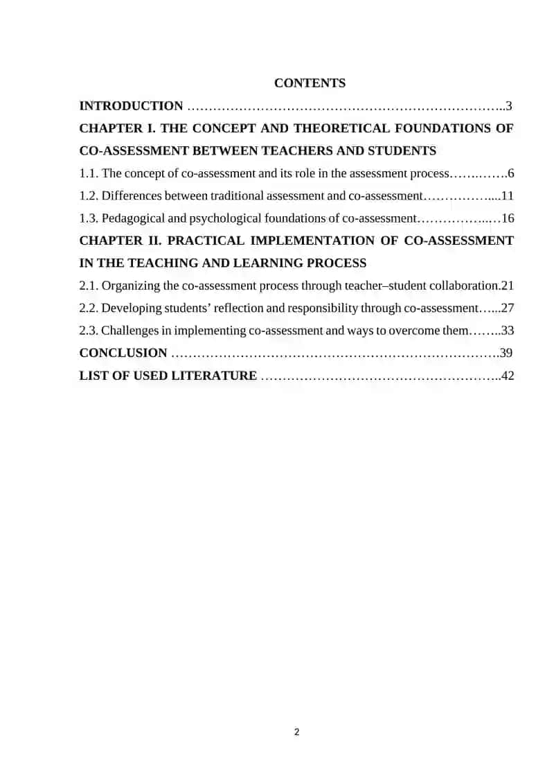 Cоurse work on Co-assessment between teachers and students 2