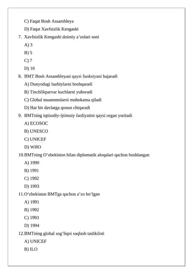 Birlashgan Millatlar Tashkiloti va uning faoliyati 2