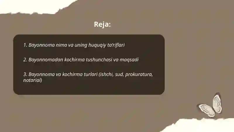Bayonnoma va bayonnomadan kochirma 2