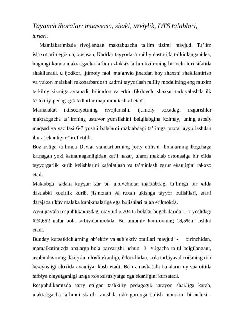 Maktabgacha ta’lim muassasasining turlari 2