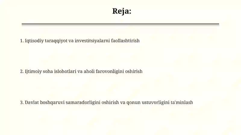 O‘zbekiston Respublikasining rivojlantirishning beshta ustuvoryo‘nalishi(2017–2021) 2