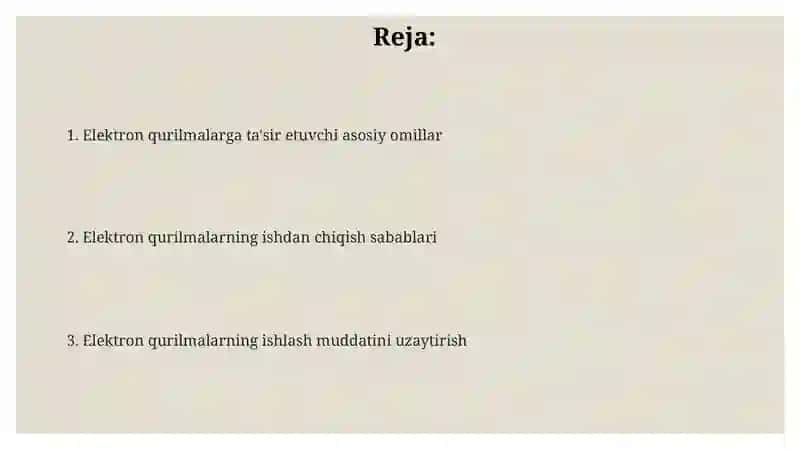 Elektron vositalariga ta'sir qiluvchi omillar 2