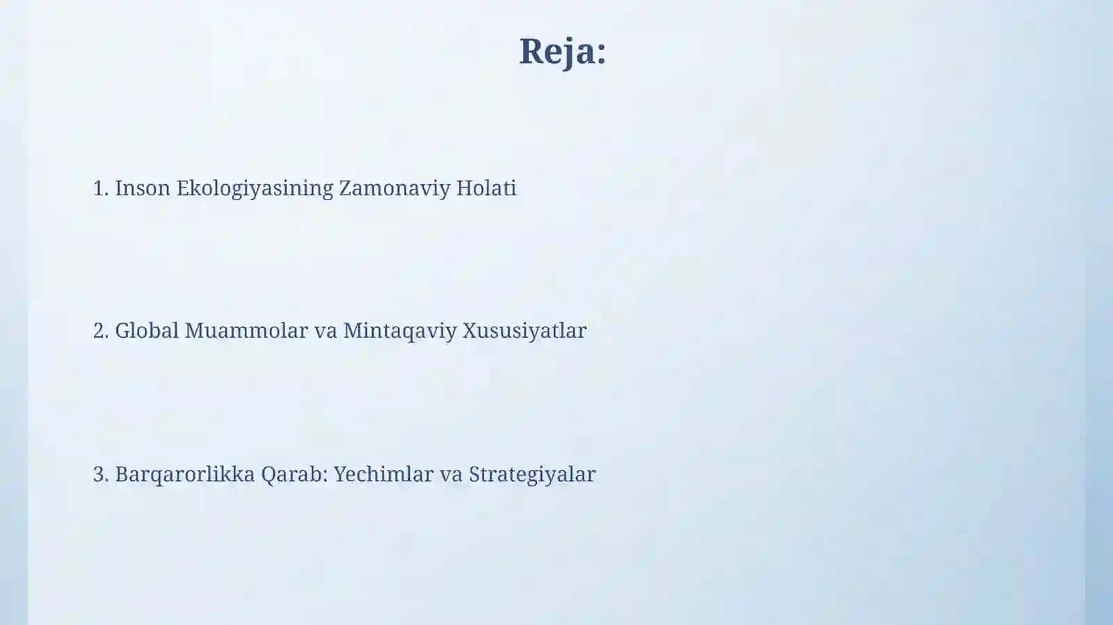 Inson Ekologiyasining Zamonaviy Holati 2